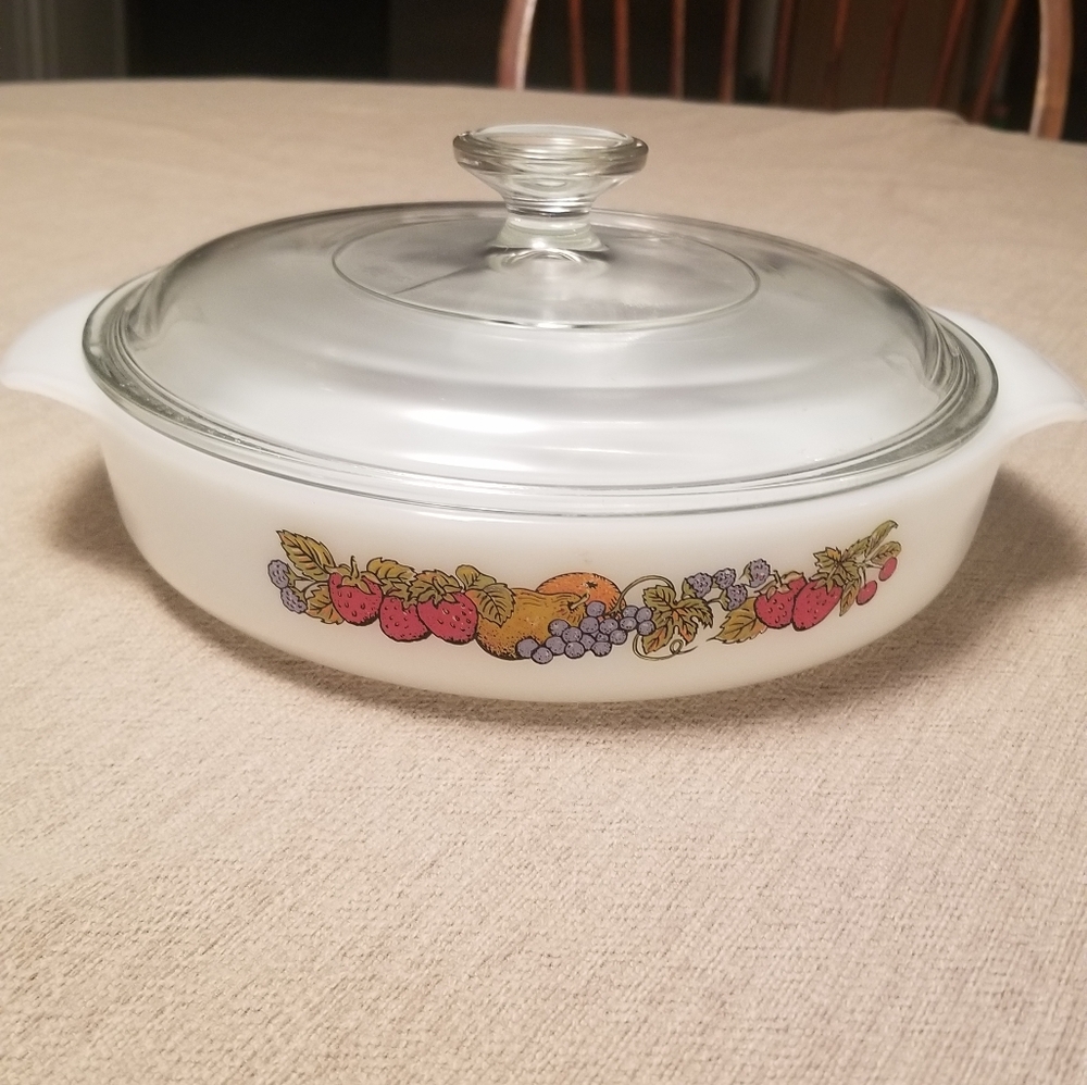Vintage Fire King Strawberries Rare Find Anchor Hocking Casserole Dish